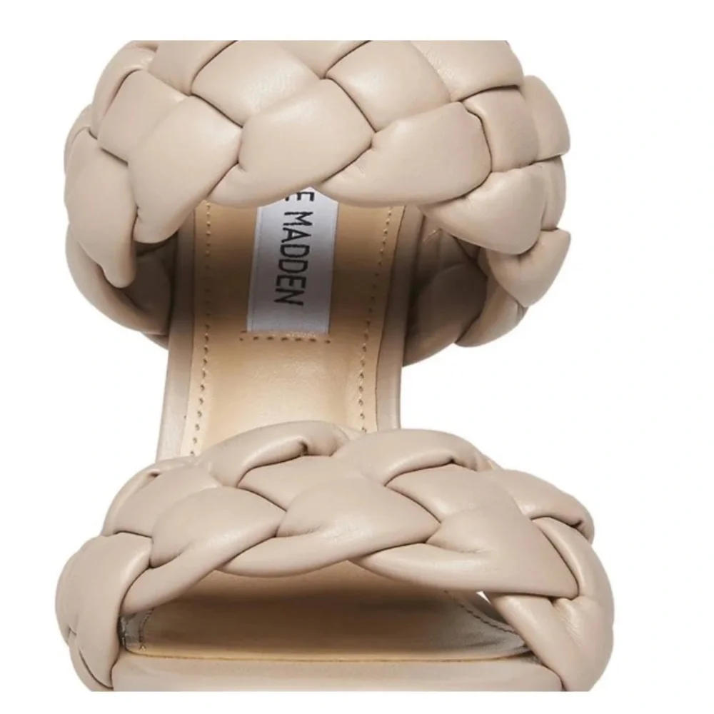 Steve Madden Kenley Braided Double Strap High Heel Sandals in Taupe